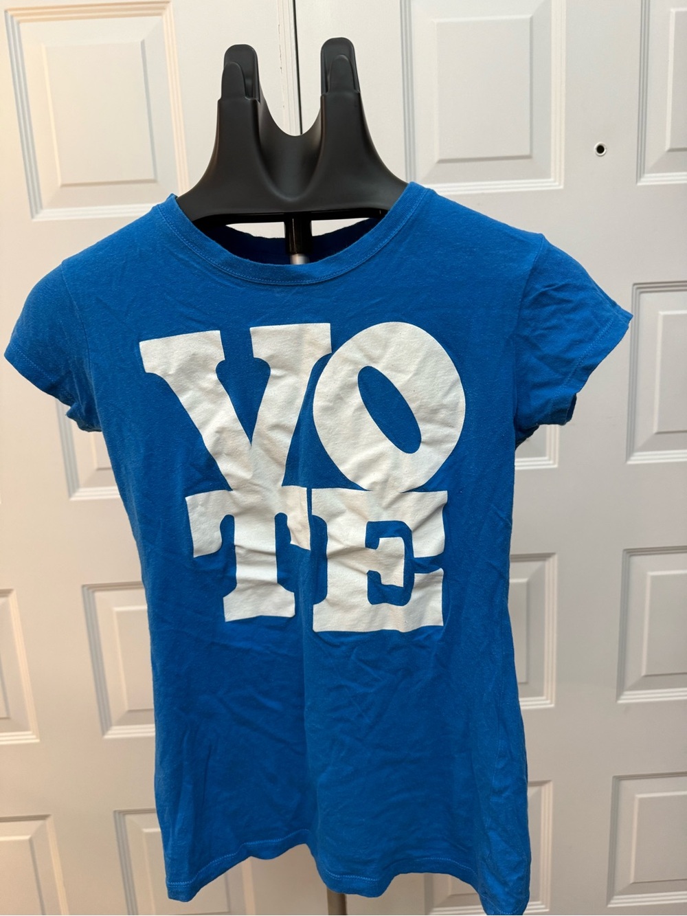 Women’s Blue Short-Sleeve Graphic Tee with White VOTE Print